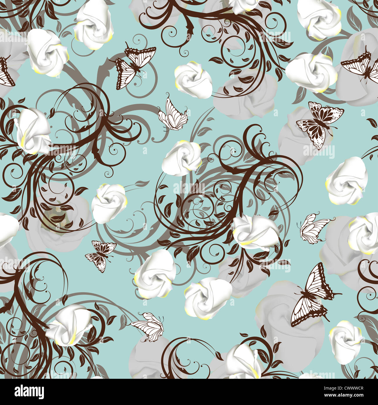 Seamless vector floral pattern Stock Photo - Alamy