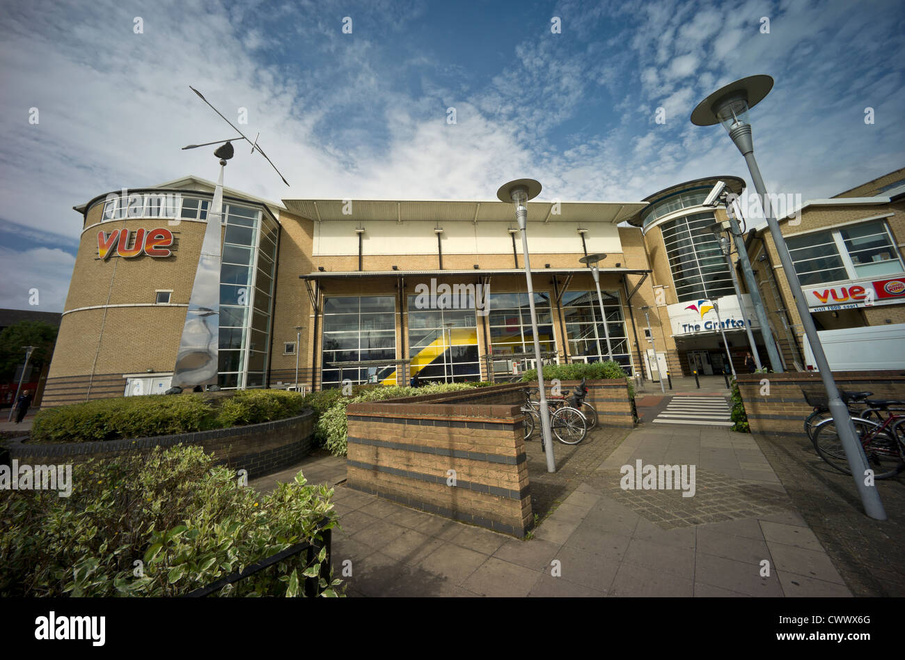 The Grafton Center Cambridge and Vue cinema from bus stop Stock Photo Alamy