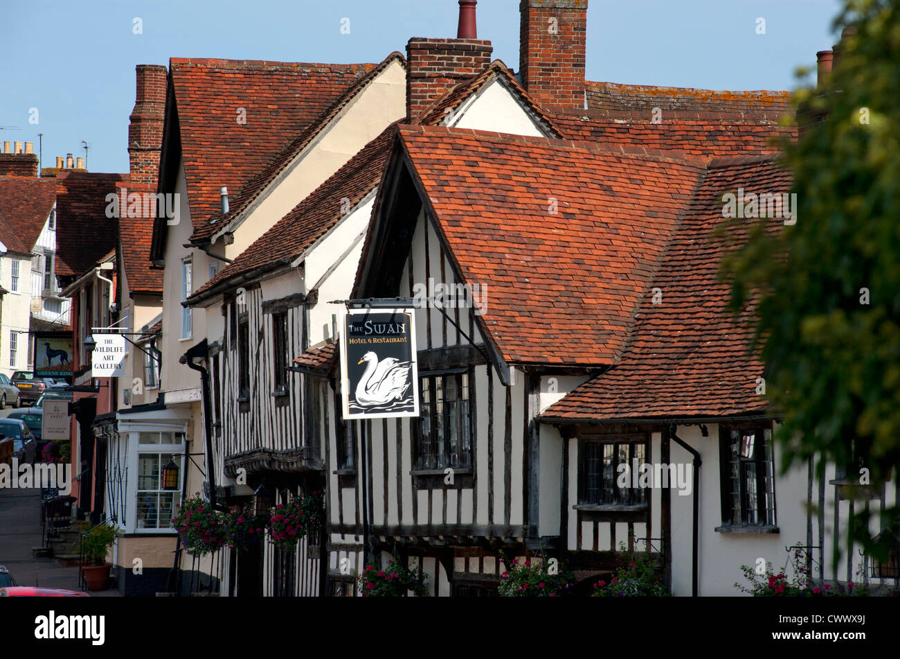 Lavenham, a pretty rural town with many timber framed houses, in