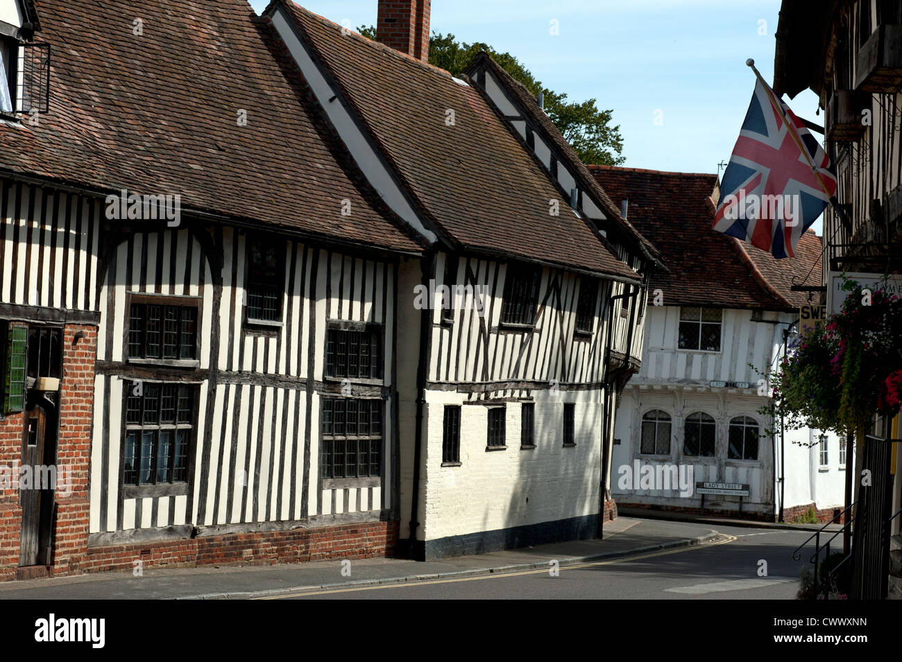 Lavenham, a pretty rural town with many timber framed houses, in