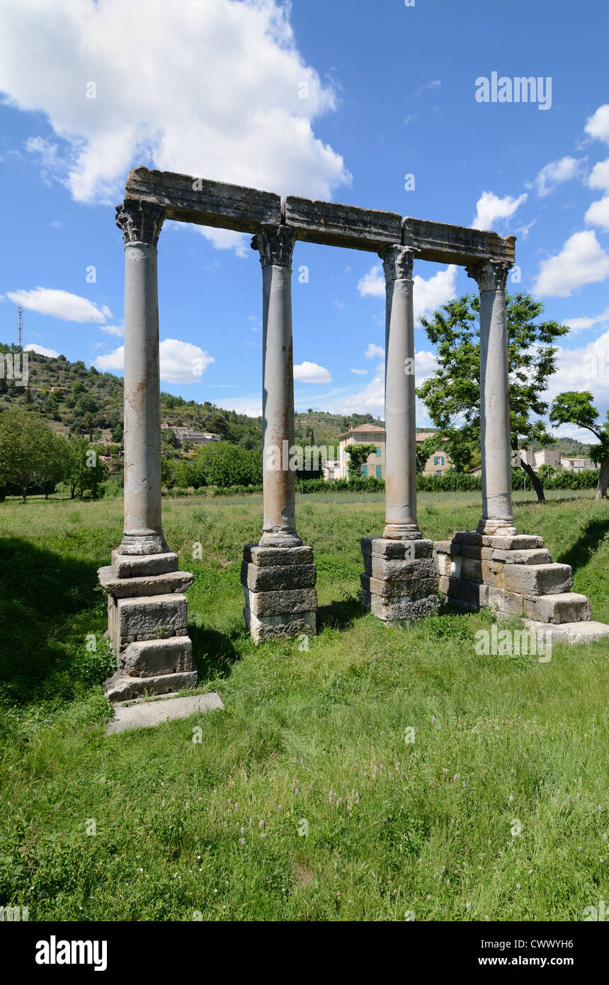 Four Corinthian Columns or Classical Columns of the Roman Temple of Apollo at Riez Alpes-de-Haute-Provence Provence France Stock Photo