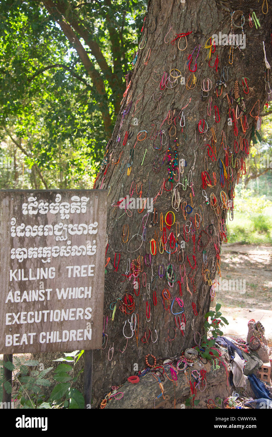 Memorial to murdered children at the 'Killing Fields' of Pol Pot's Khmer Rouge regime in Choeung Ek, Cambodia Stock Photo