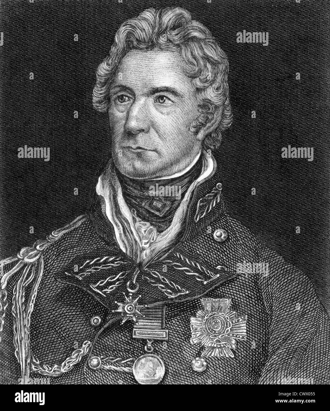 Sir Thomas Munro, 1st Baronet (1761-1827) on engraving from 1859. Scottish soldier and colonial administrator. Stock Photo