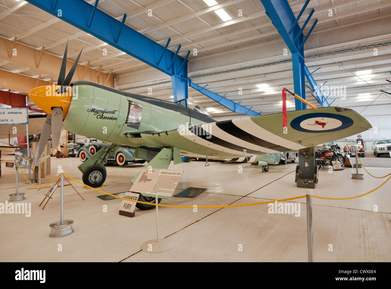 Hawker Sea Fury Mk. X British fighter plane, Royal Australian Air Force markings, at War Eagles Air Museum, Santa Teresa, New Mexico, USA Stock Photo