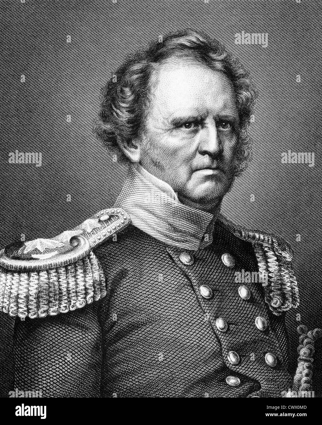 Winfield Scott (1786-1866) on engraving from 1859.  United States Army general. Stock Photo