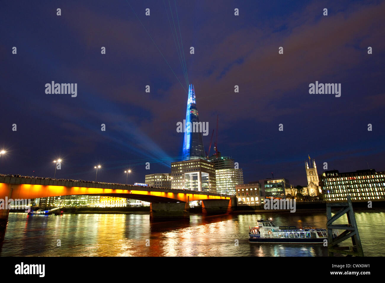 The Shard London Laser show Stock Photo