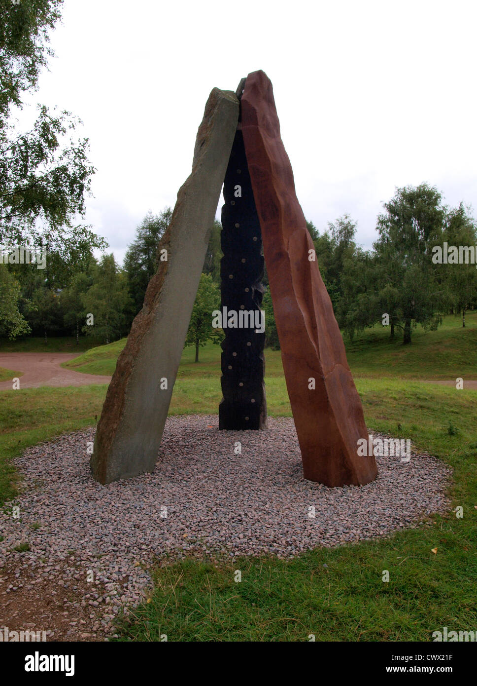 Roll of Honour Sculpture, Remembering those who lost their lives in the coal and iron mines and quarries of the Forest of Dean. Stock Photo
