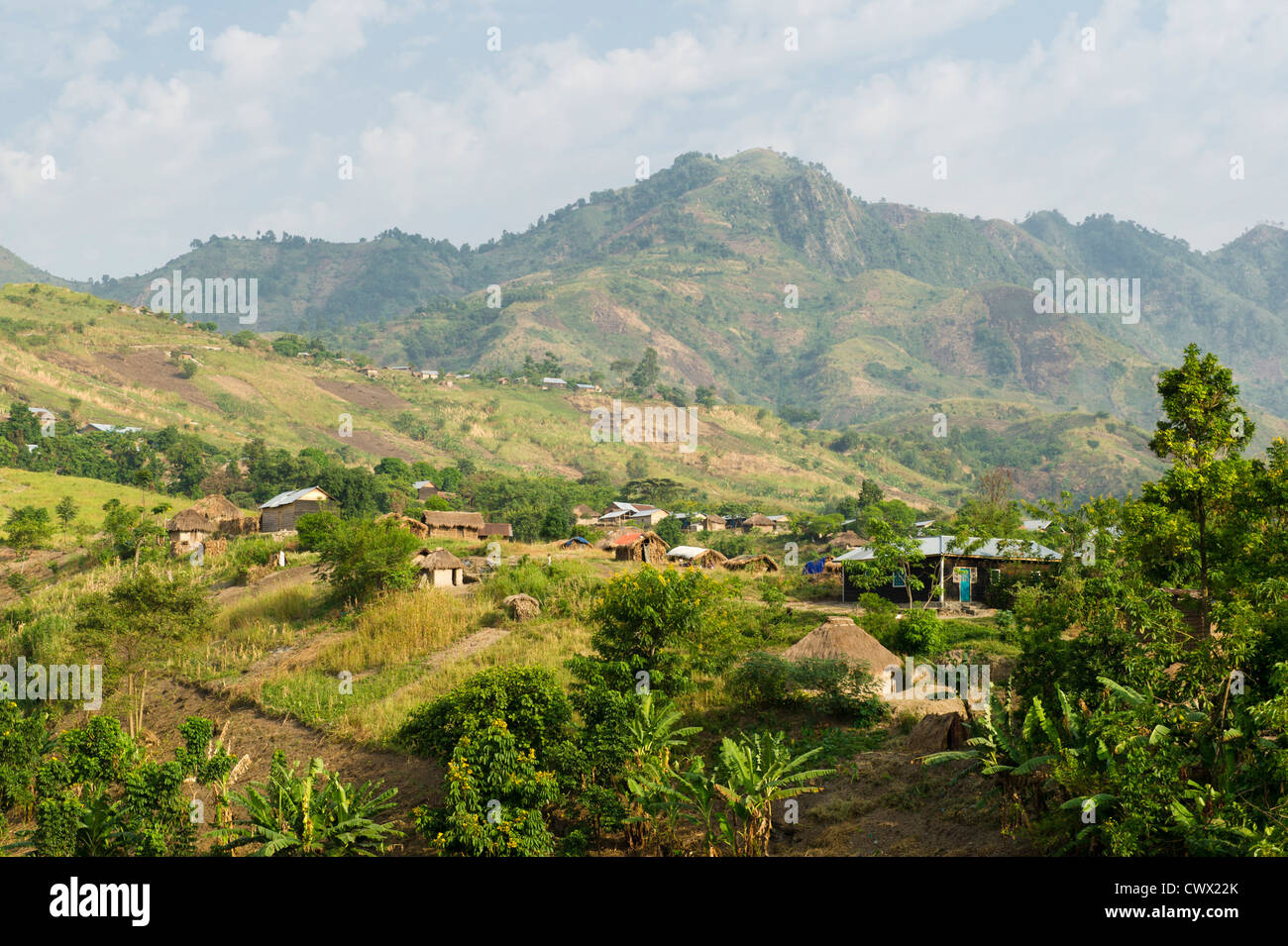 Village near Tonga outside Virunga National Park, DR Congo Stock Photo