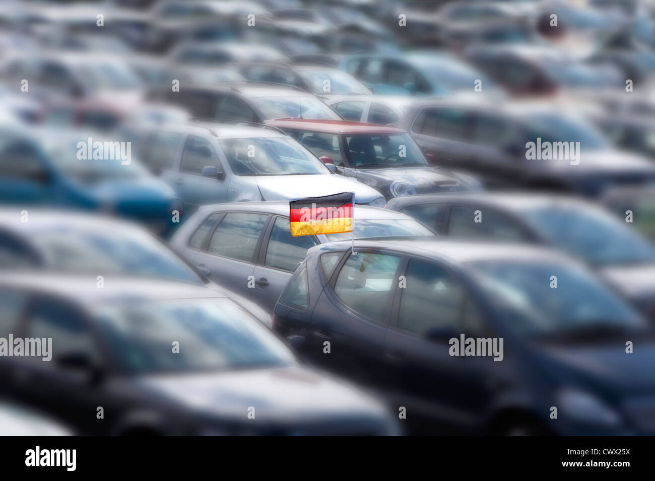 Occupied parking area, concept image, parking spaces in Germany, Europe Stock Photo