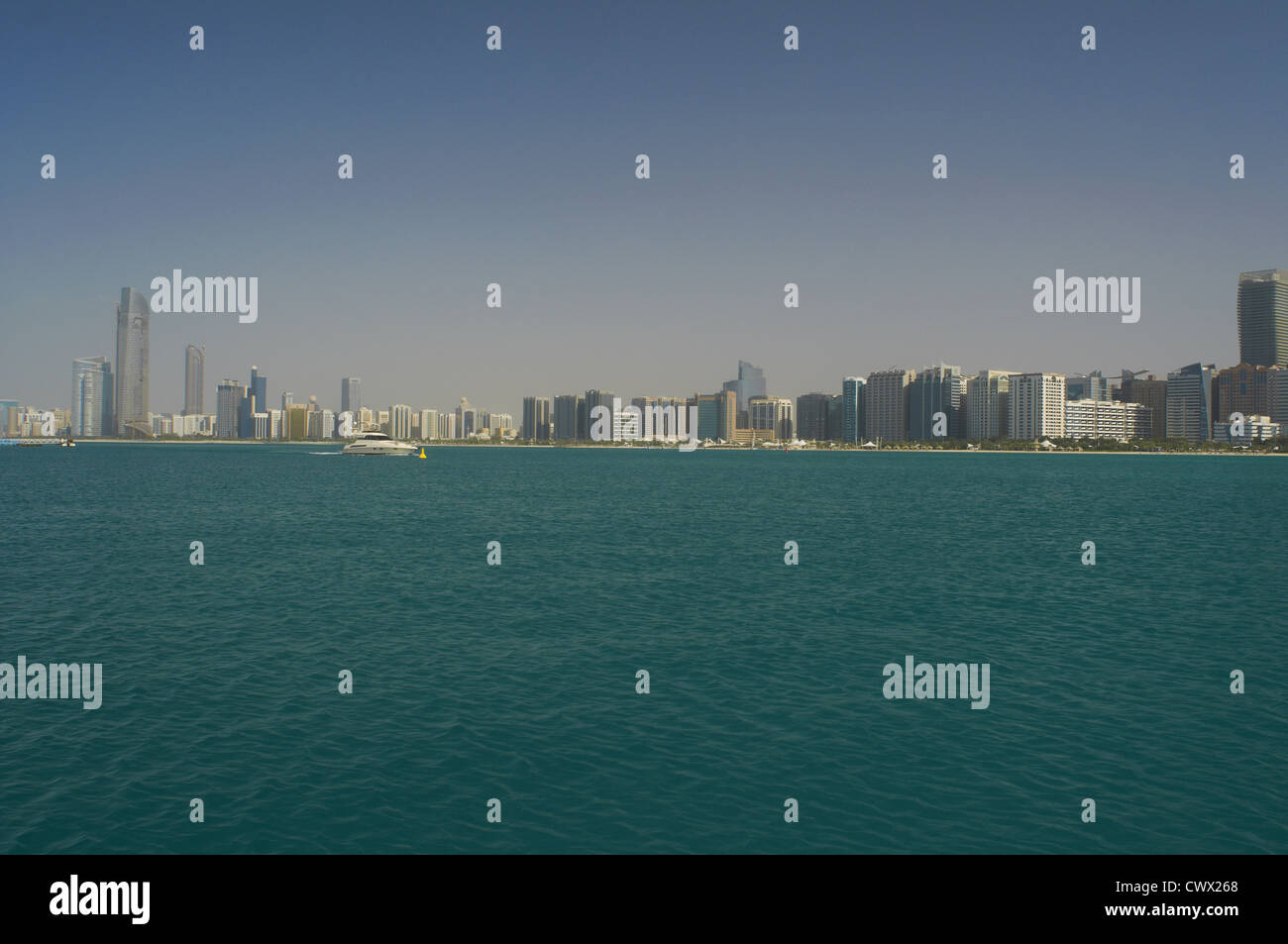Urban skyline on waterfront Stock Photo
