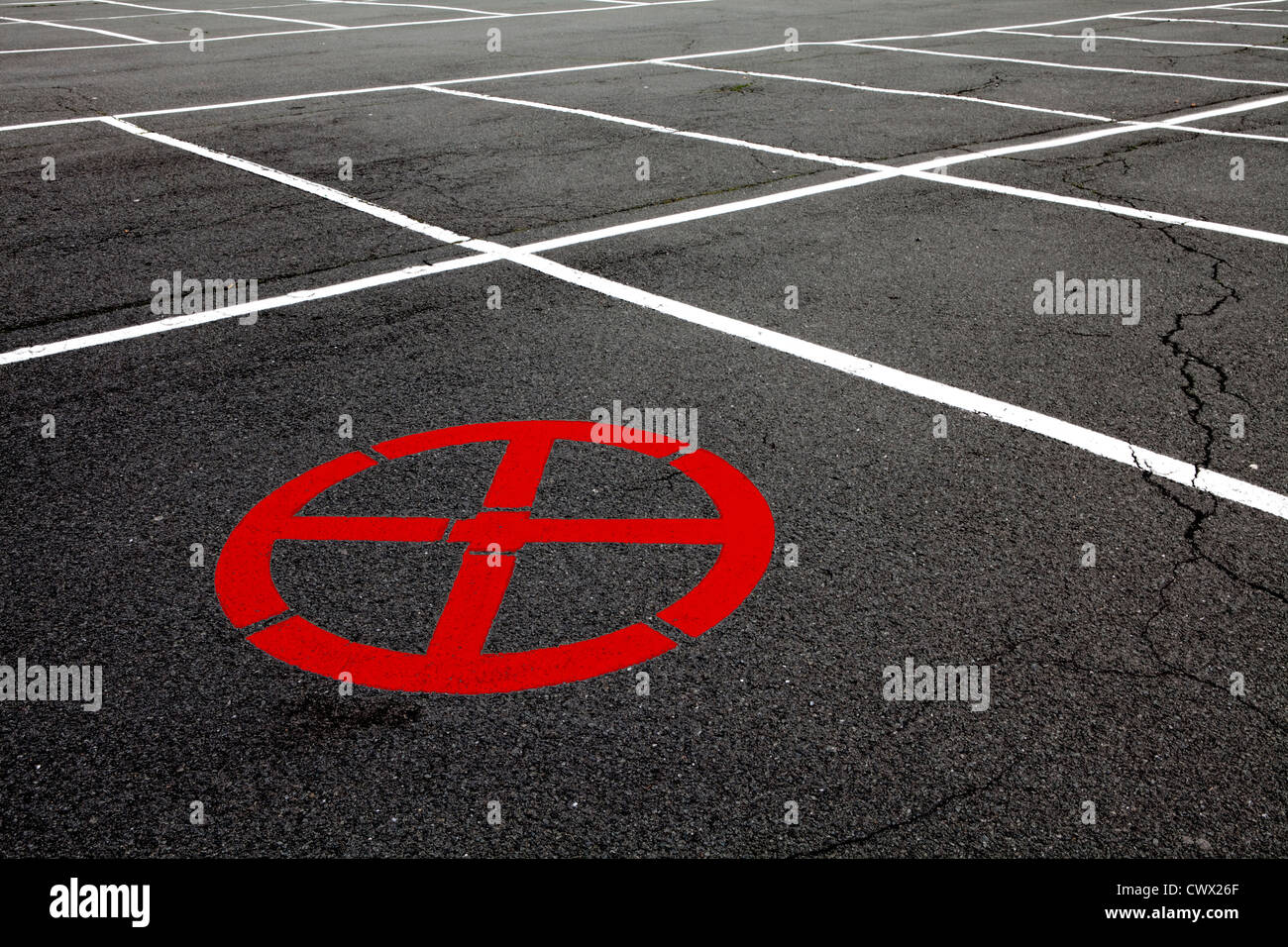 Free parking space with a no parking symbol, concept image, parking spaces, Germany, Europe Stock Photo