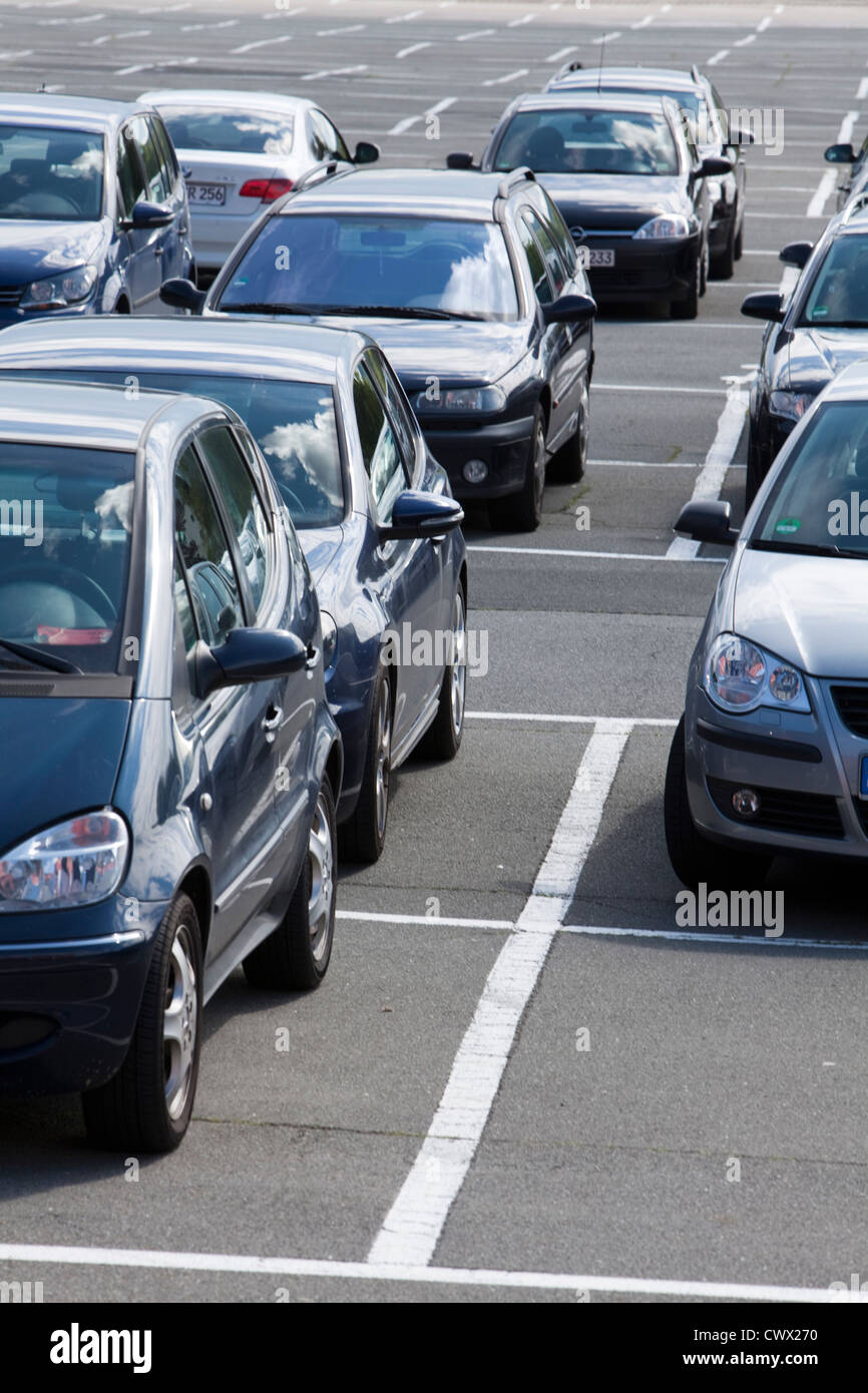 Occupied parking area, concept image, parking spaces in Germany, Europe Stock Photo