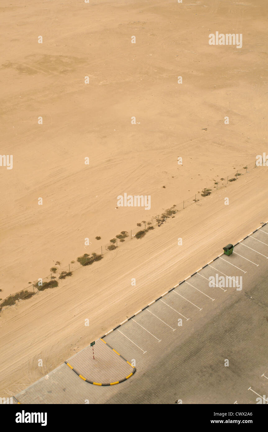 Aerial view of parking lot and desert Stock Photo Alamy