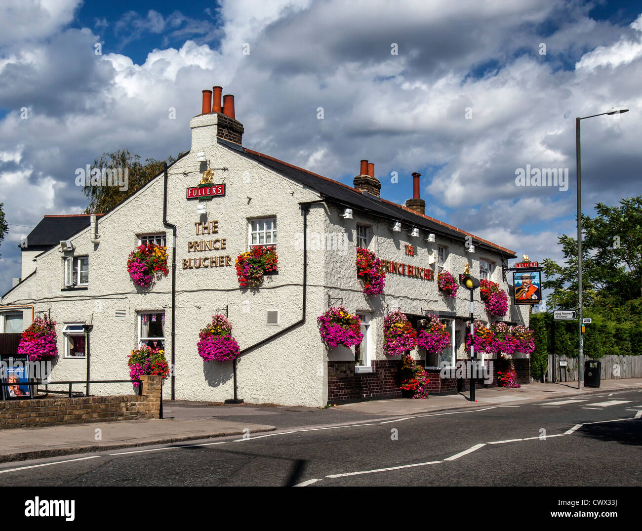 The Prince Blucher - A flower covered pub near Twickenham Green Stock Photo