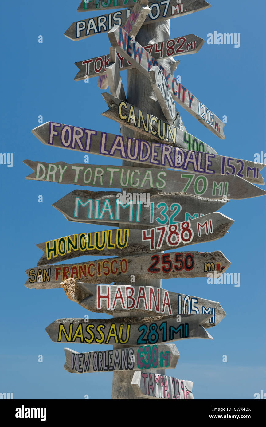 DISTANCE FROM KEY WEST MULTI CITY DESTINATION SIGNPOST FORT ZACHARY TAYLOR STATE PARK KEY WEST