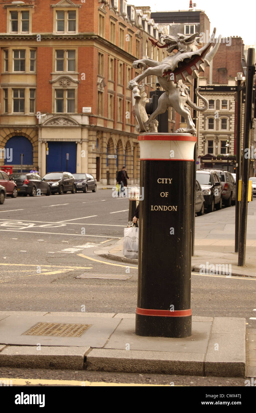 Boundary marker post in the City of London, England Stock Photo Alamy