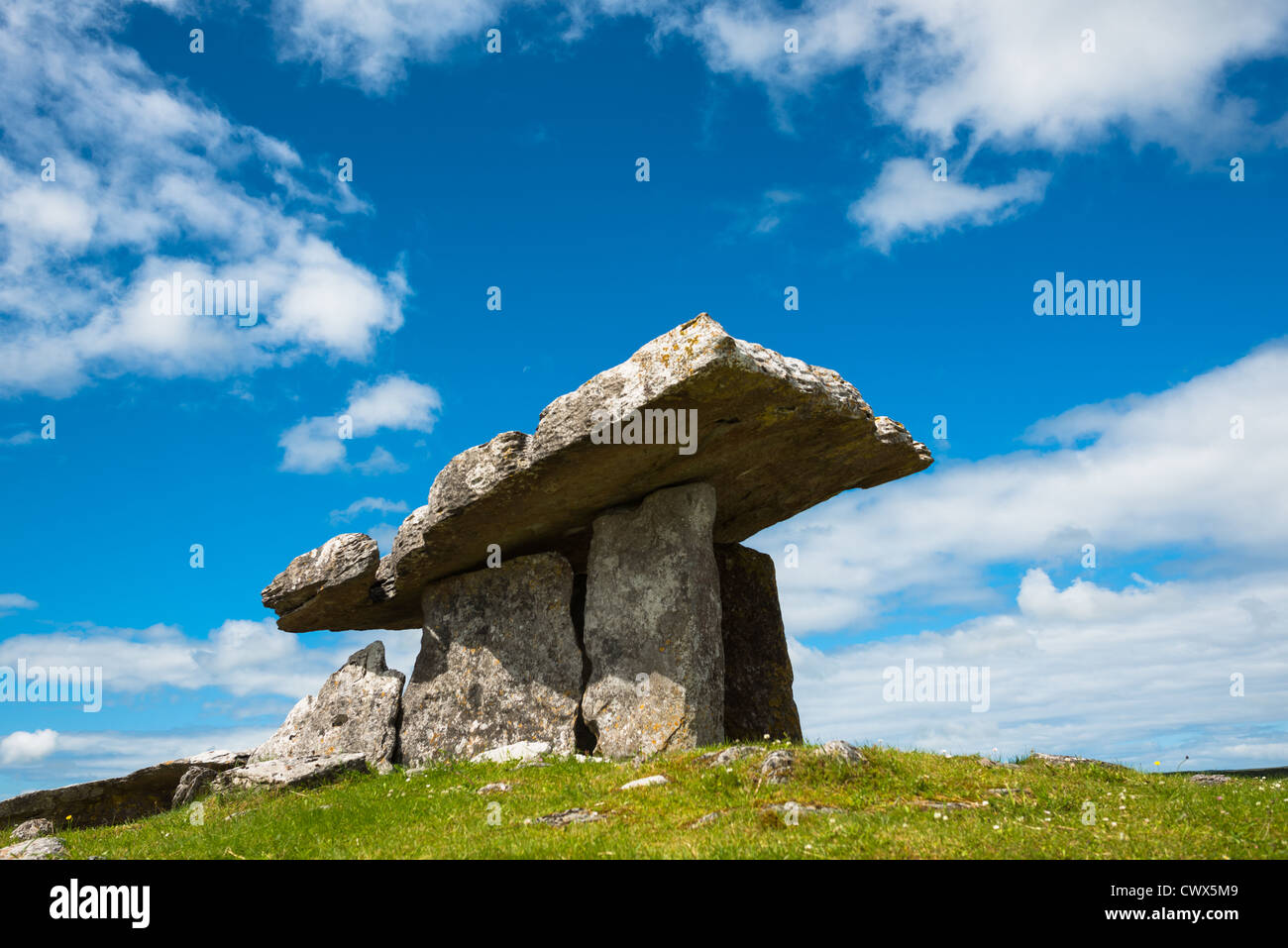 Poulnabrone dolmen in the Burren area of County Clare, Republic of Ireland. Stock Photo