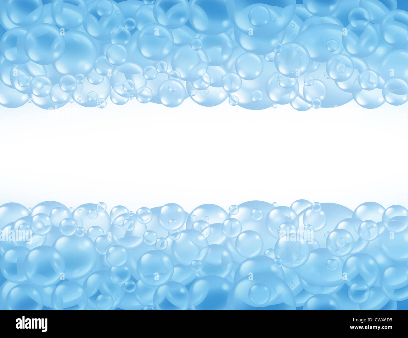 Bath bubbles frame and transparent bathing soap sud bubble composition with  blank area in the middle for text with bunch of foam natural suds in many  circular sizes in the air floating