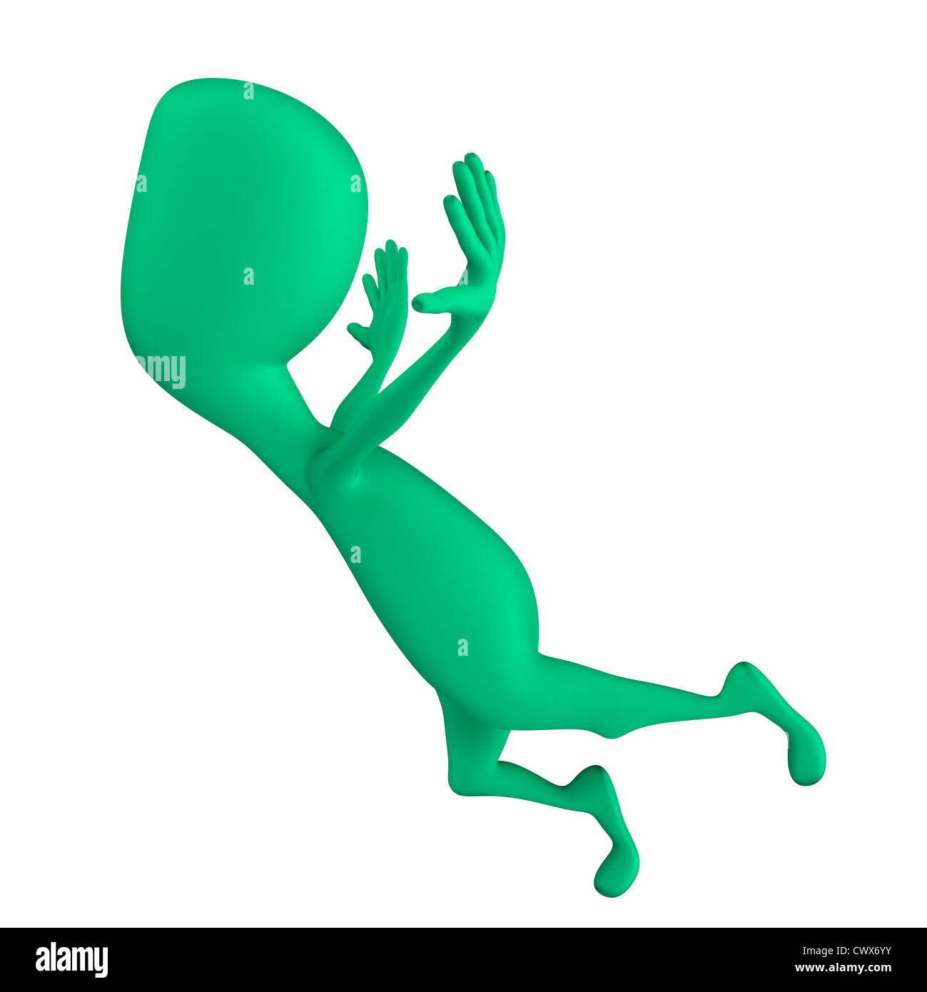 Green 3d puppet mimicking start of bird fly Stock Photo Alamy