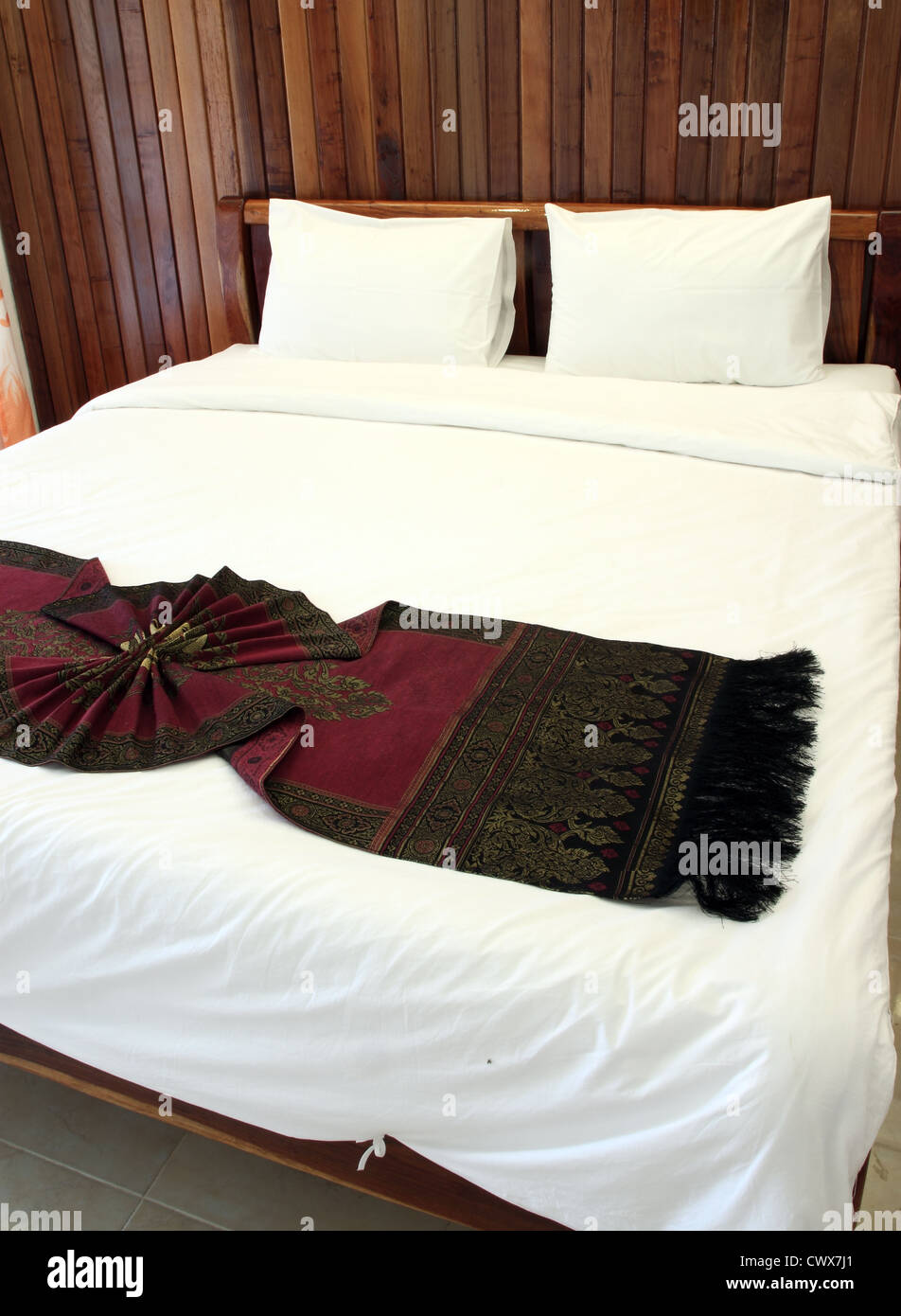 Beautiful double bed in traditional Thai setting Stock Photo Alamy