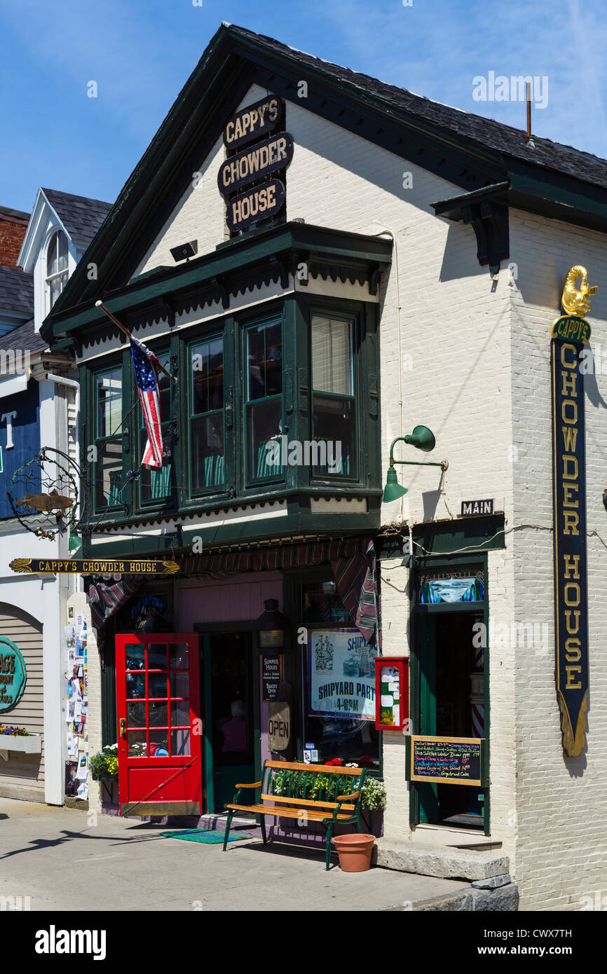 Cappy's Chowder House restaurant on Main Street in Camden, Knox County, Maine, USA Stock Photo
