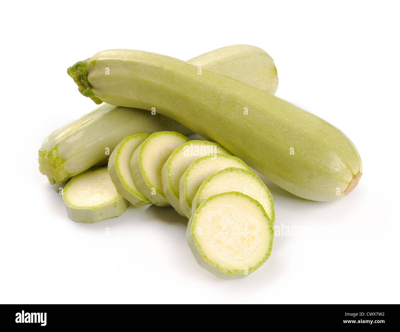courgette on a white background Stock Photo