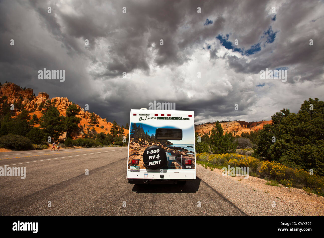 Recreational Vehicle, Bryce Canyon National Park, Utah, United States of America Stock Photo