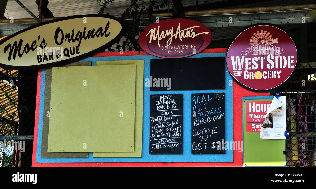Bulletin board at the Windmill market in Fairhope, Alabama Stock Photo