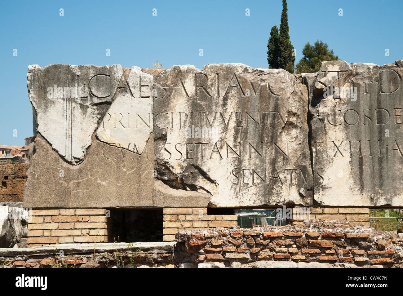 Rome, Italy - Detail of ancient Roman ruins in the forum Romanum Stock Photo