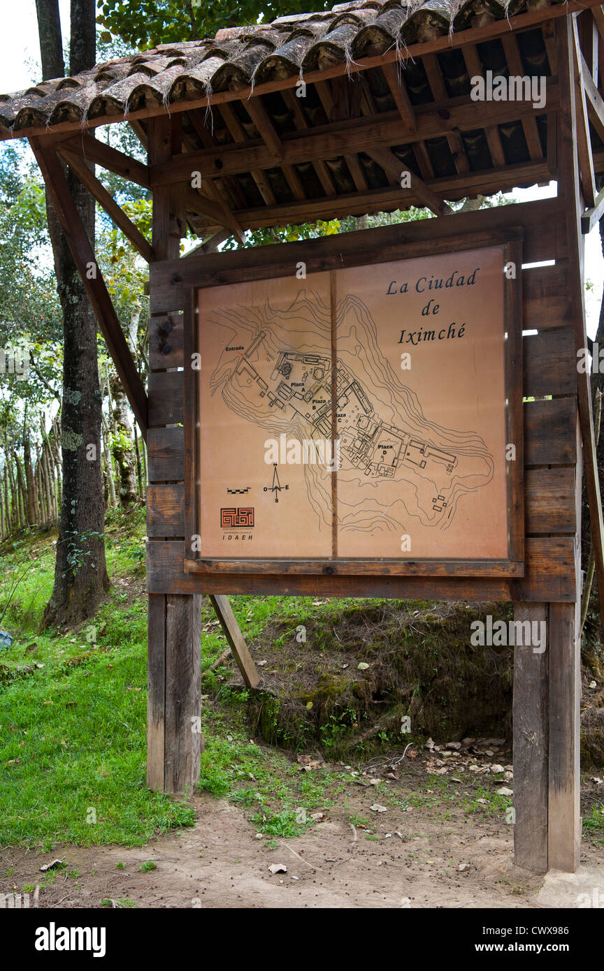 The Mayan ruins of Iximche Archeological National Monument Park near Tecpan, Guatemala, Central America. Stock Photo