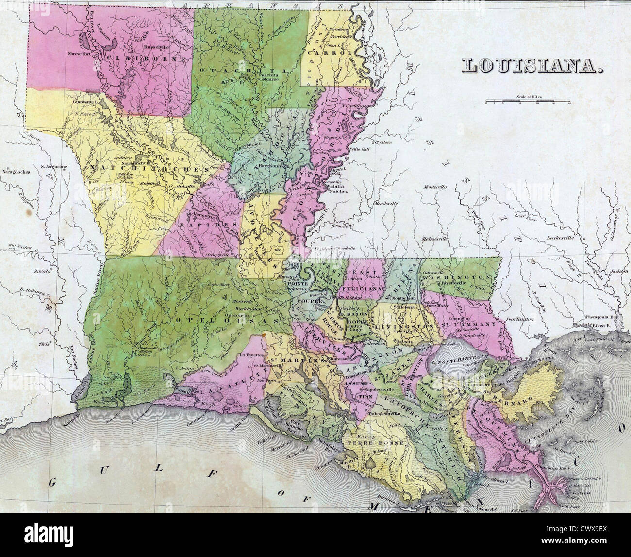 Vintage State Map of Louisiana Fun Pictorial Whimsical 