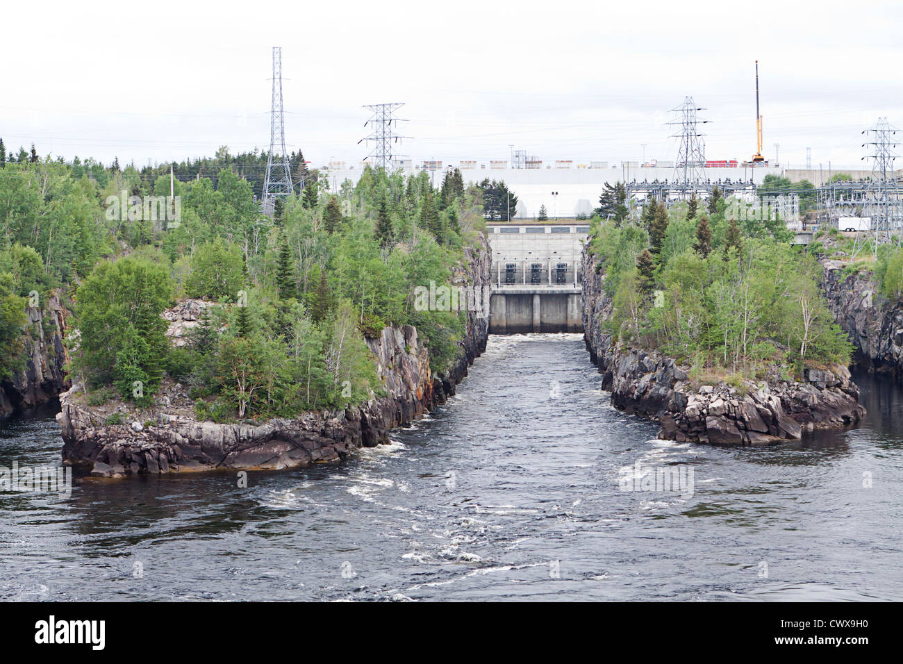 Manic-1, hydroelectric power station and dam. Stock Photo