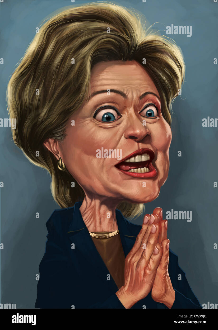 Caricature from Hillary Clinton, digital painted image Stock Photo - Alamy, image size:919x1390