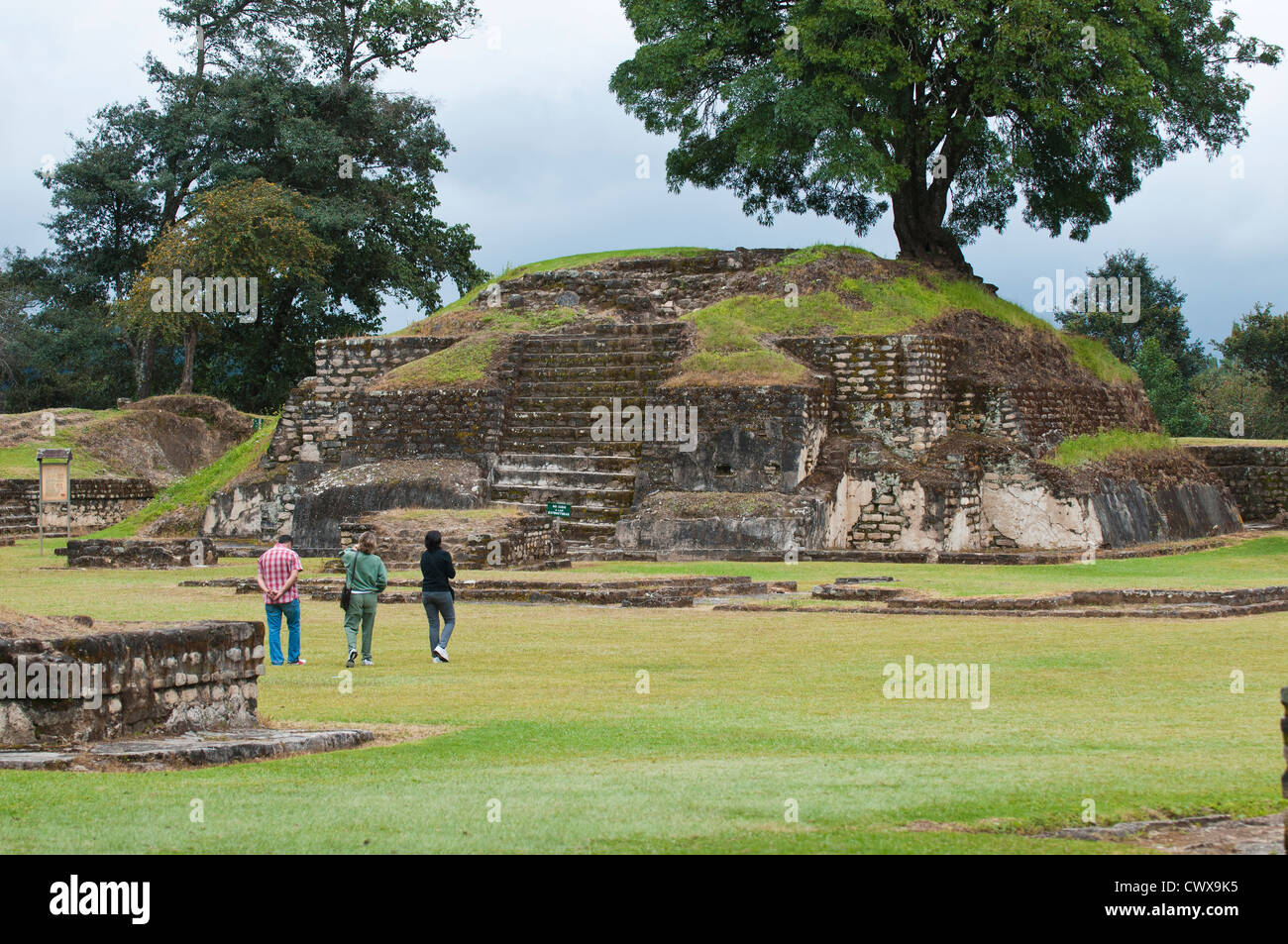 The Mayan ruins of Iximche Archeological National Monument Park near Tecpan, Guatemala, Central America. Stock Photo