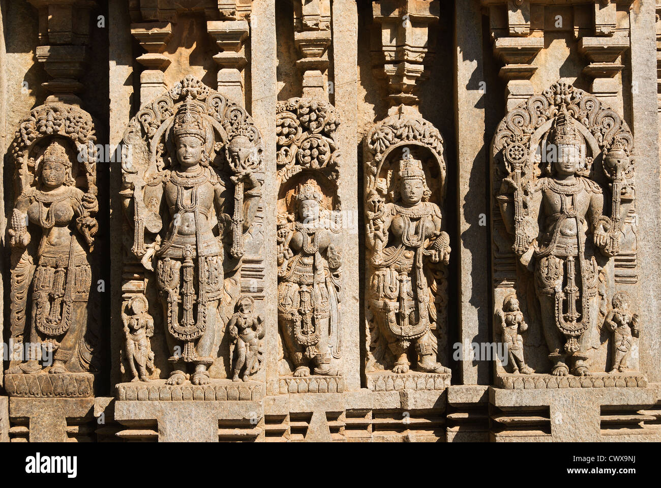 Elk201-2249 India, Karnataka, Somnathpur, Hoysala Keshava Temple, carvings Stock Photo