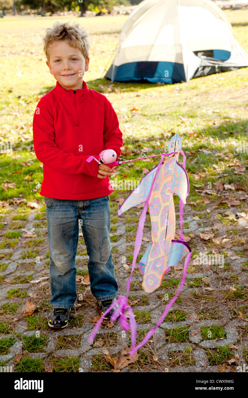 A 5 Year Old Boy Holding A Kite Stock Photo Alamy