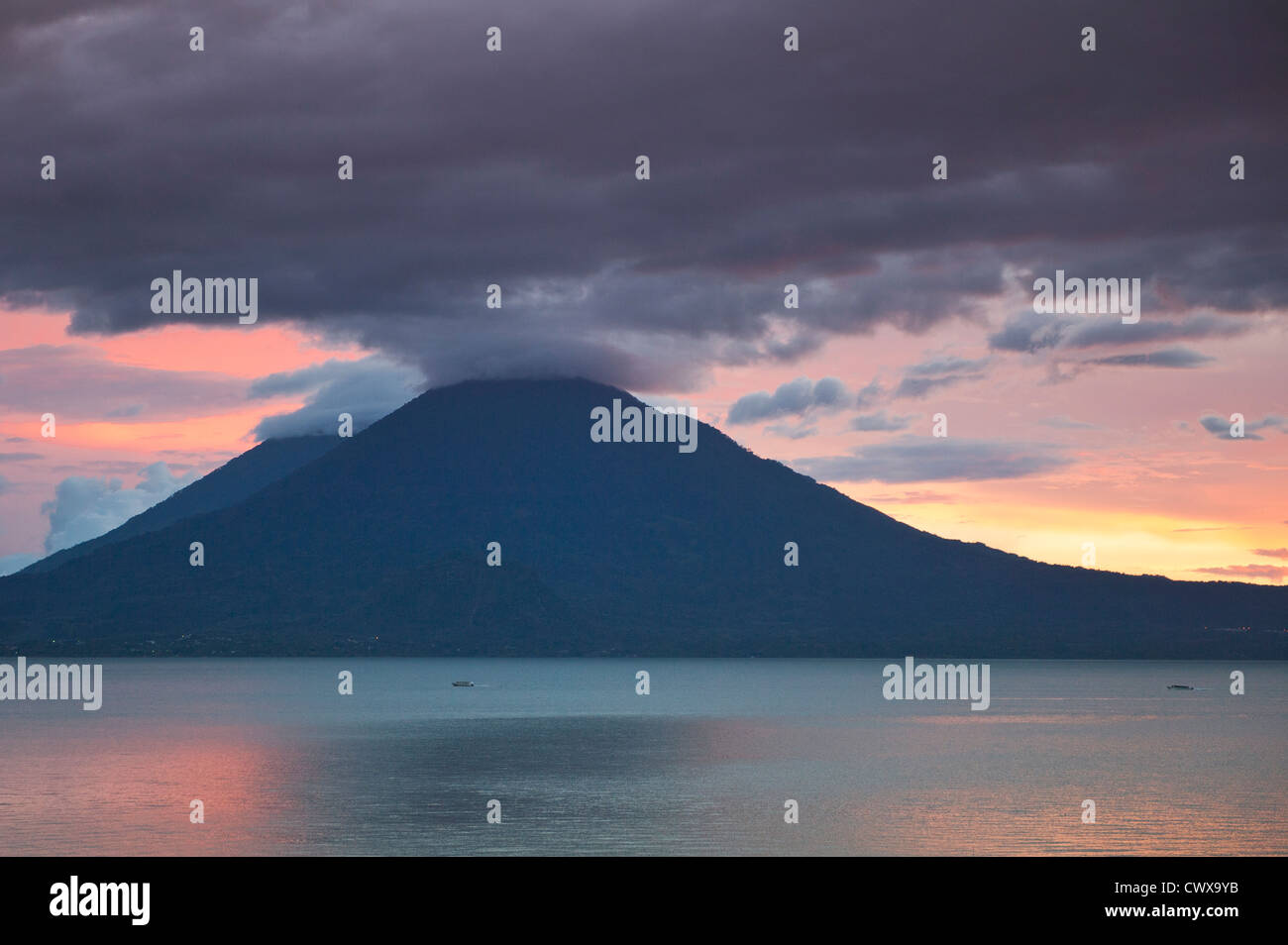 Toliman volcano and Lago de Atitlan, Lake Atitlan, from Hotel Atitlan ...