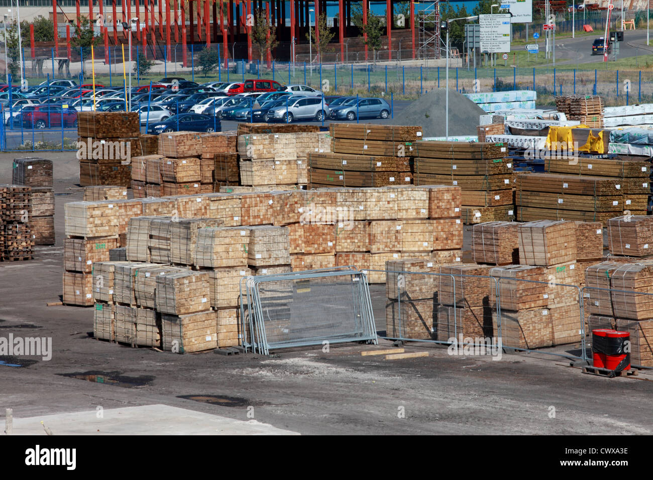Timber waiting on the dockside ready for export or import, Rosyth ...