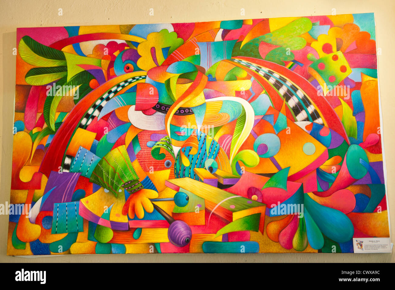 Guatemala, Santiago Atitlan. Traditional mayan painting art Santiago