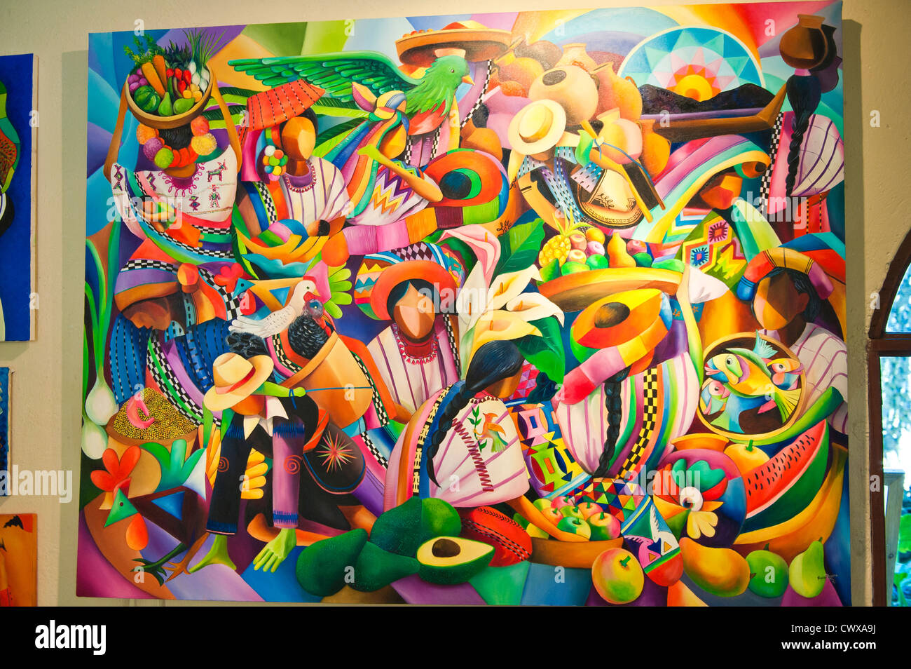 Guatemala, Santiago Atitlan. Traditional mayan painting art Santiago Atitlan, lake atitlan