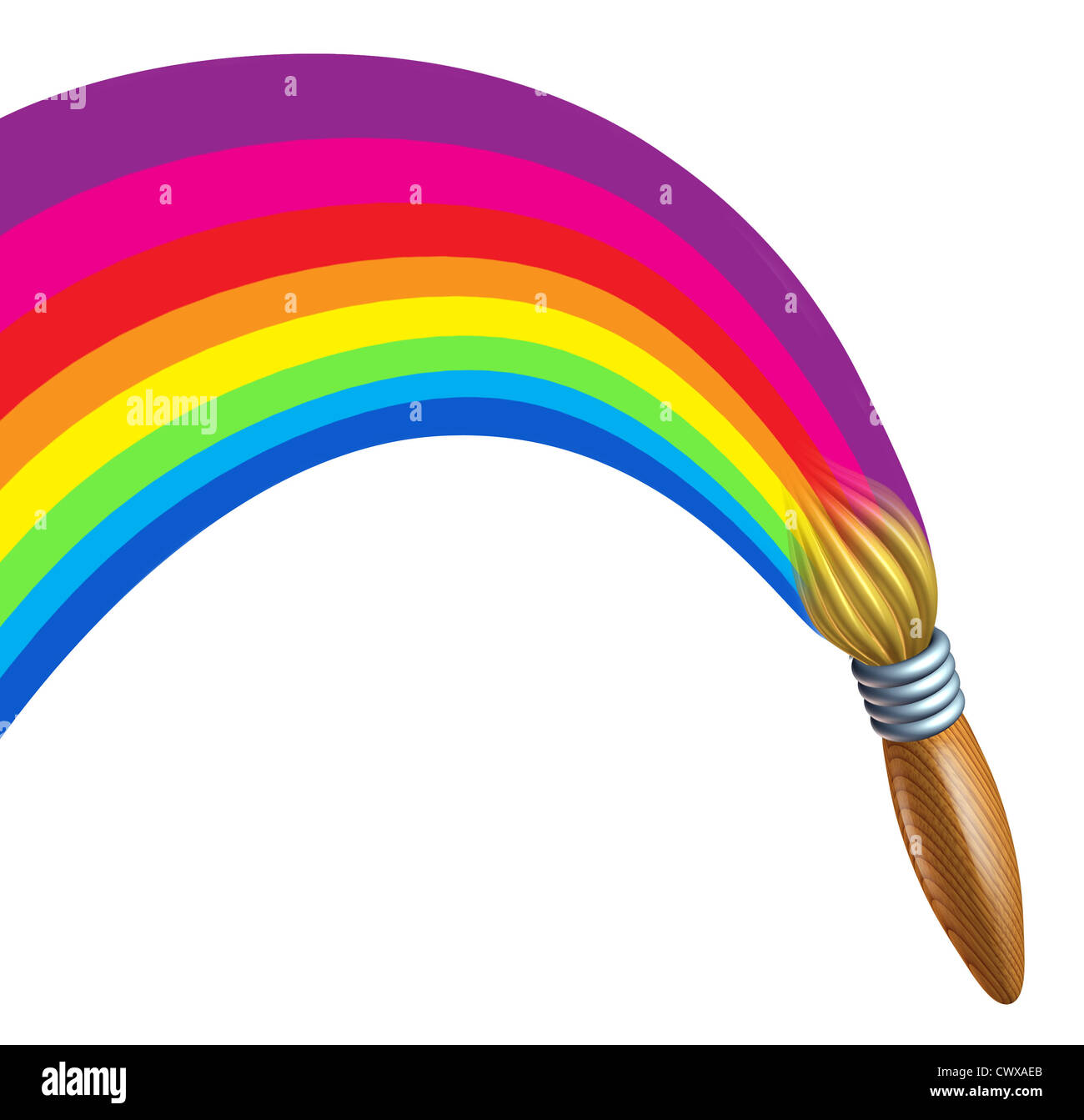 Creative inspiration with a paint brush painting a colorful rainbow arc art  stroke as a craft symbol of artistic life and hope a Stock Photo - Alamy