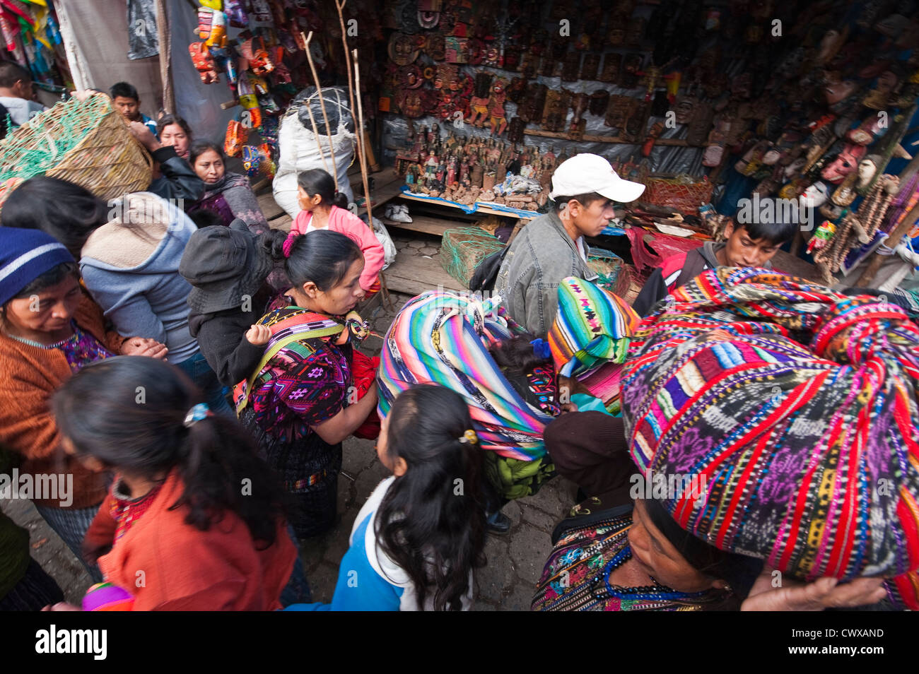 Shoppers in local market, Chichicastenango, Guatemala. Stock Photo