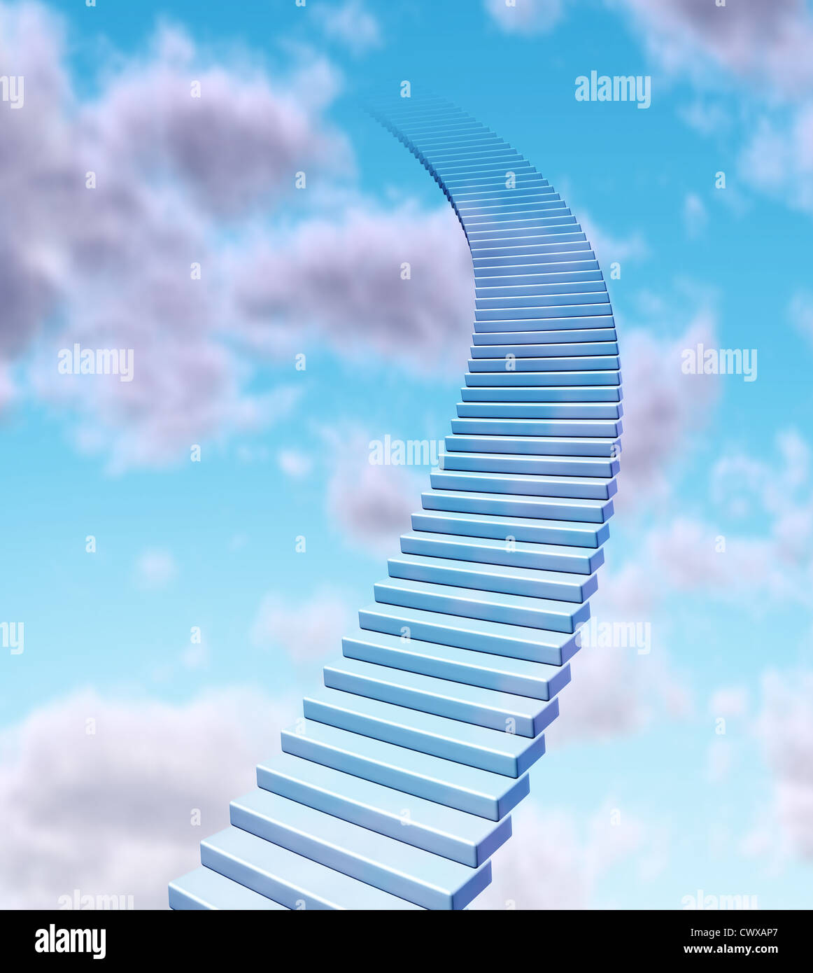 Long Staircase High Way To Heaven Empty Stair Steps Along Cloud In