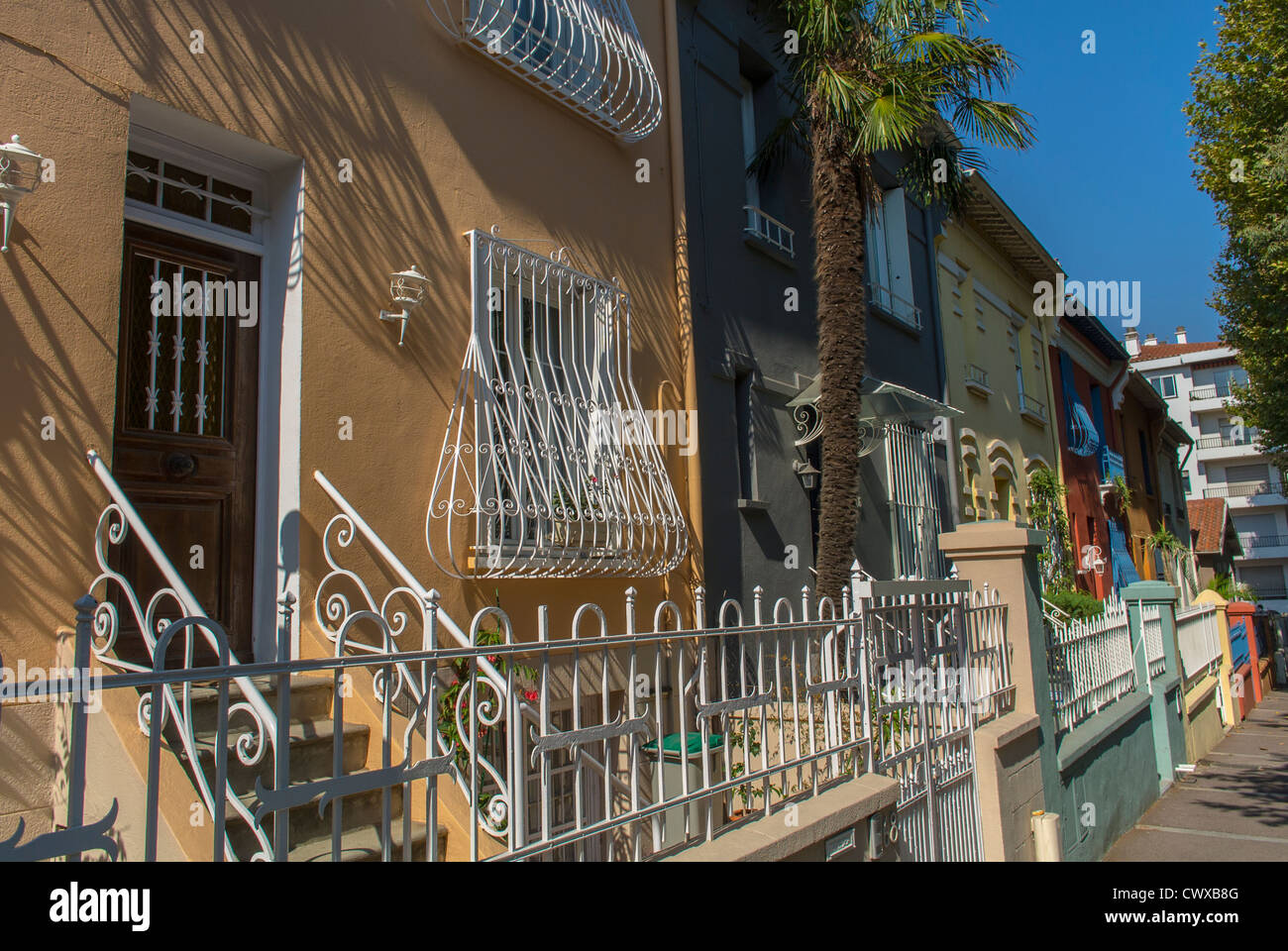 Perpignan, France, Houses in city, Old Town Center, Street Scenes Stock Photo