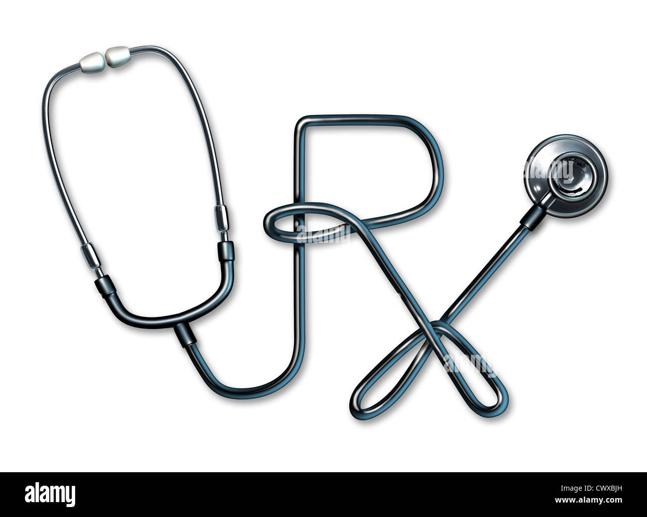 Medical stethoscope in shape rx hi-res stock photography and