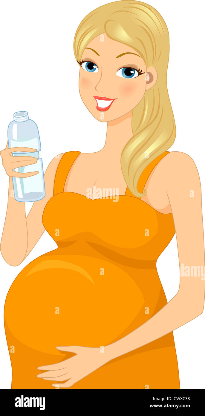 Illustration of a Pregnant Woman Drinking Bottled Water Stock Photo Alamy