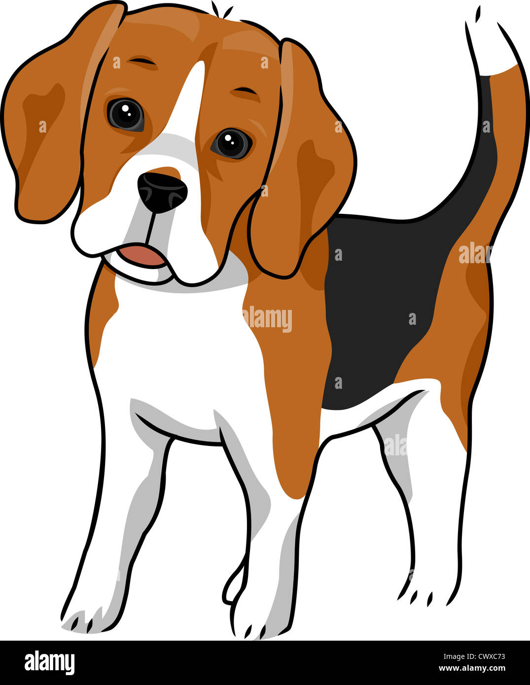 Illustration Featuring a Cute and Curious Beagle Stock Photo - Alamy