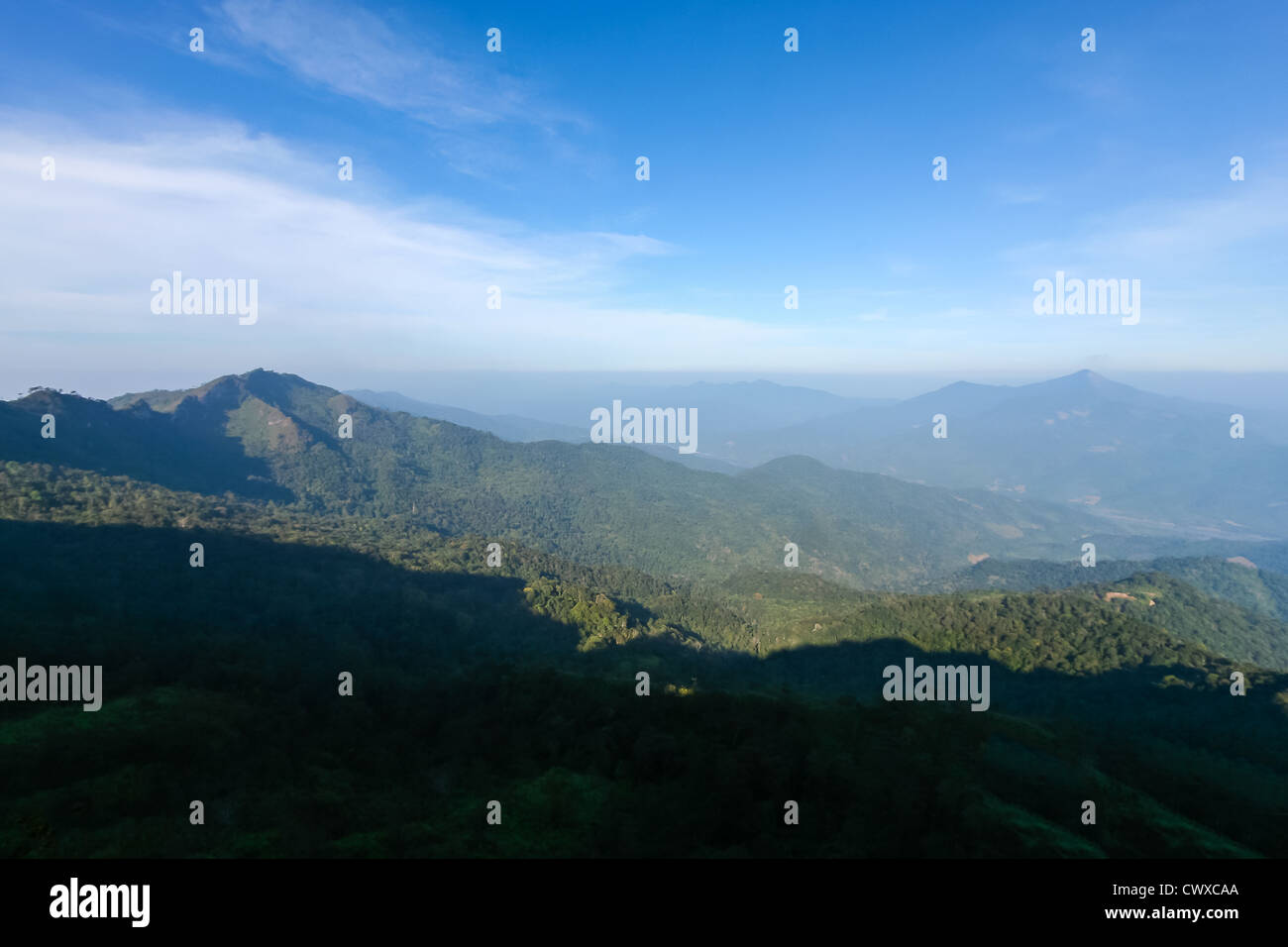misty early on mountain landscape blue sky cloudy Stock Photo