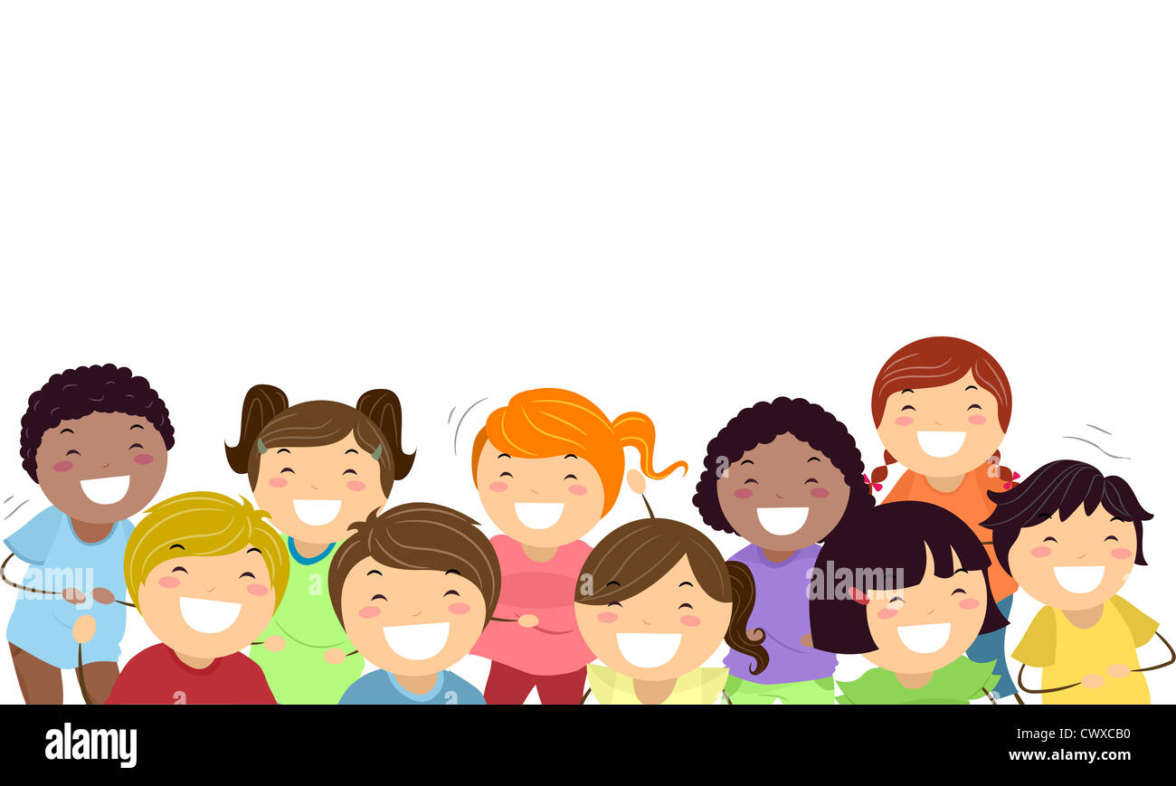 Background Illustration Featuring Kids Laughing Out Loud Stock Photo