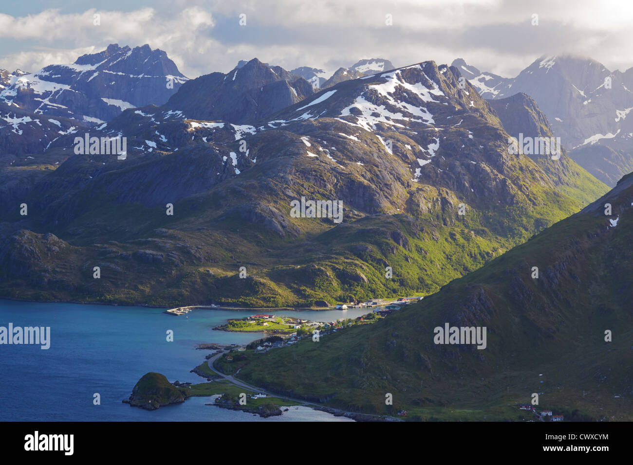 Aerial view of picturesque fjords on Lofoten islands in Norway Stock ...
